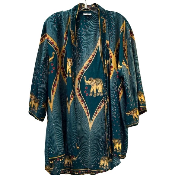 The Elephant Pants Kimono Womens OS One Size Elephant Print Cardigan Tha… - Picture 1 of 7
